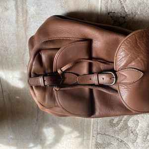 Soft brown thick leather backpack